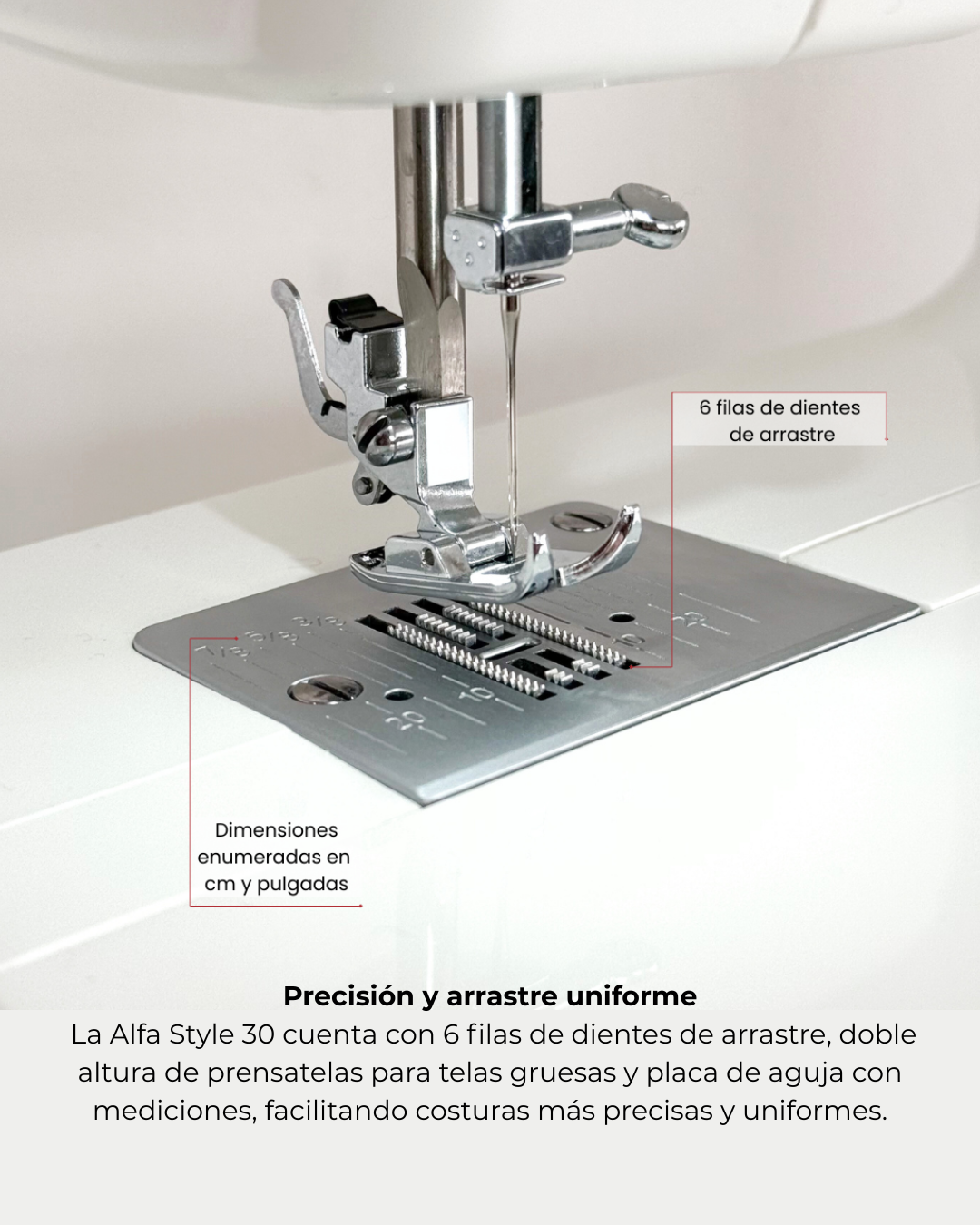 Hecha para durar Cuenta con estructura interna completamente metálica, con crochet, bobina y portaconos de acero que brindan mayor resistencia, estabilidad y una larga vida útil incluso con uso fr (2)
