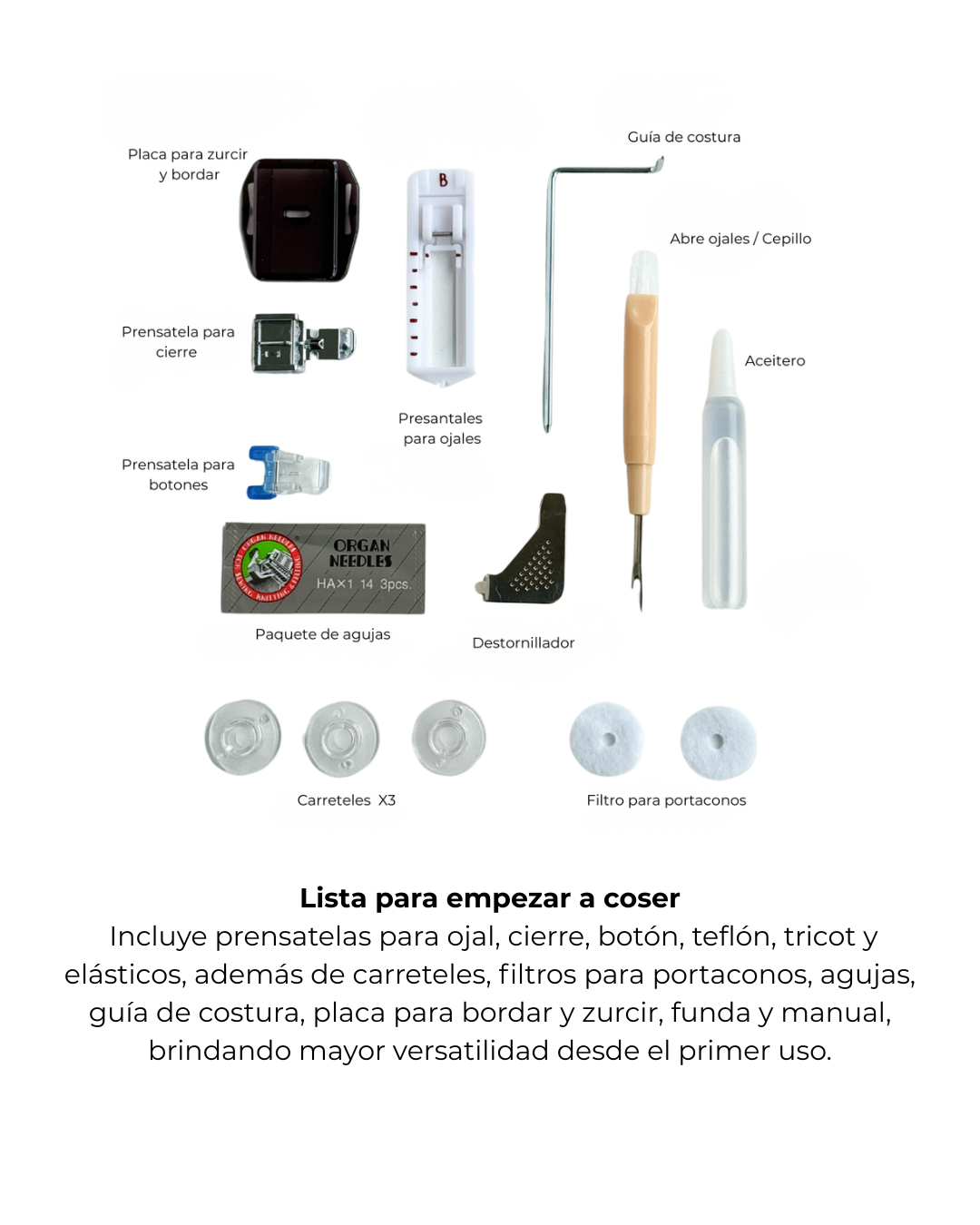 Hecha para durar Cuenta con estructura interna completamente metálica, con crochet, bobina y portaconos de acero que brindan mayor resistencia, estabilidad y una larga vida útil incluso con uso fr (3)